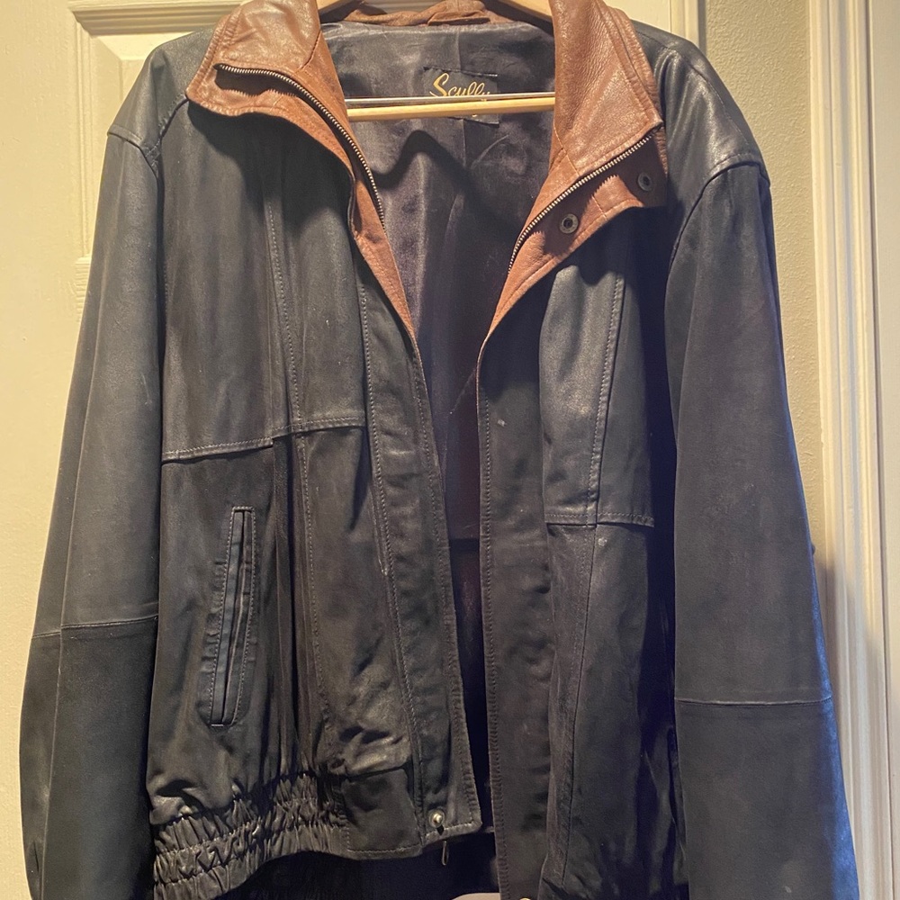 Men’s leather Black and Tan jacket